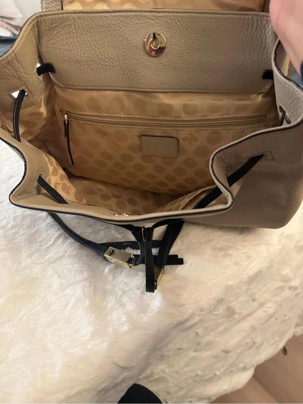 kate spade Two-Tone Leather Backpack in Black & Taupe